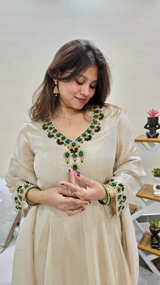 Emerald Stone Anarkali Set