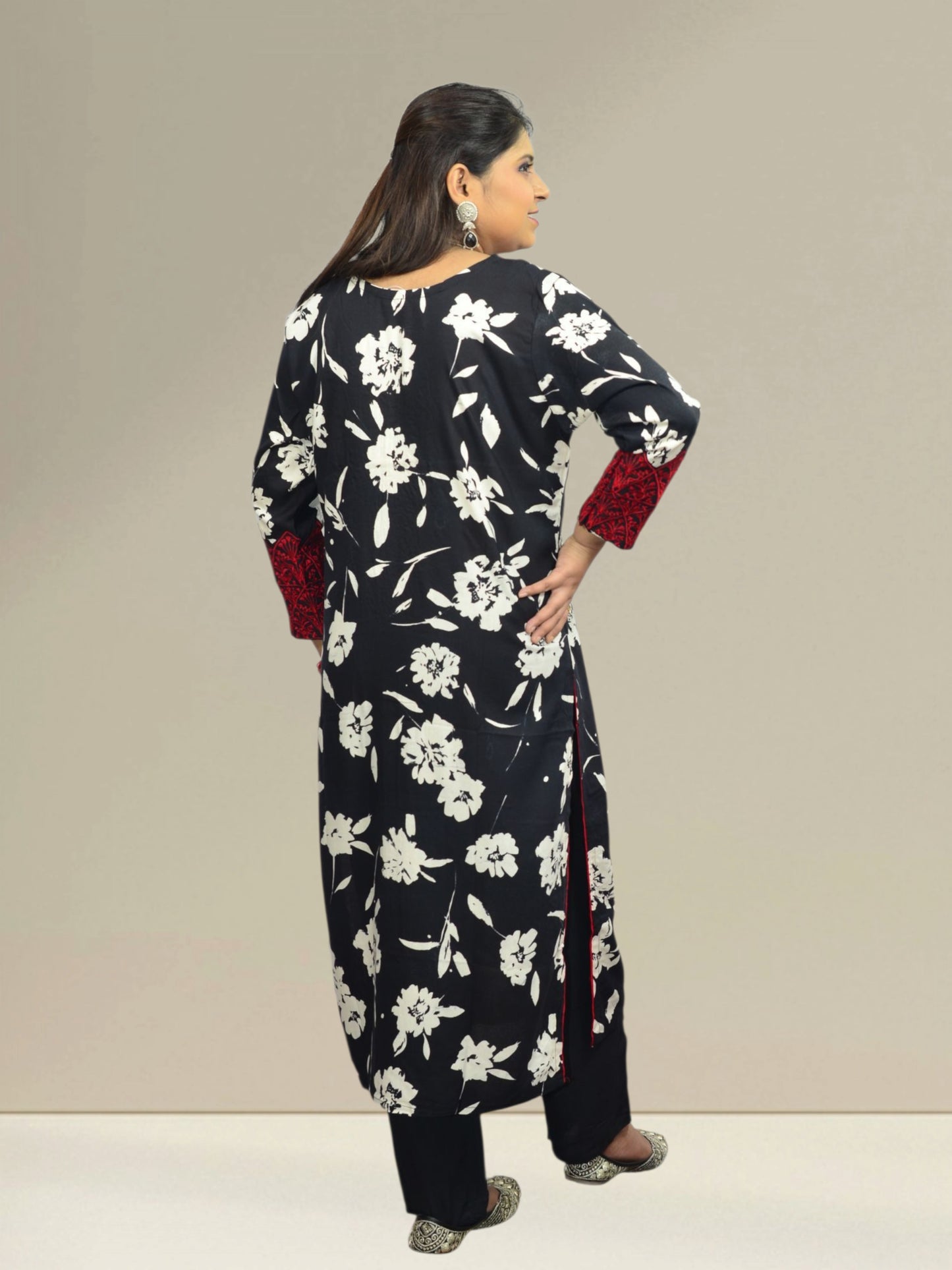 Rangriti Black & Red Ethnic Kurta Set
