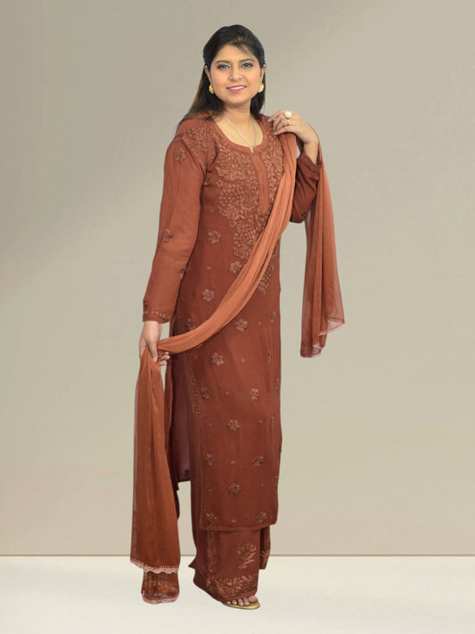 Zehra Rust Chikankari Suit