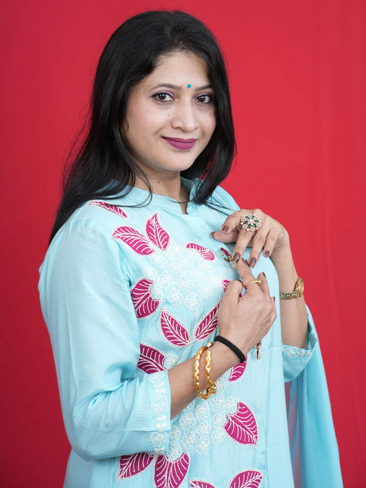 Saanjh Floré Blue Kurta Set