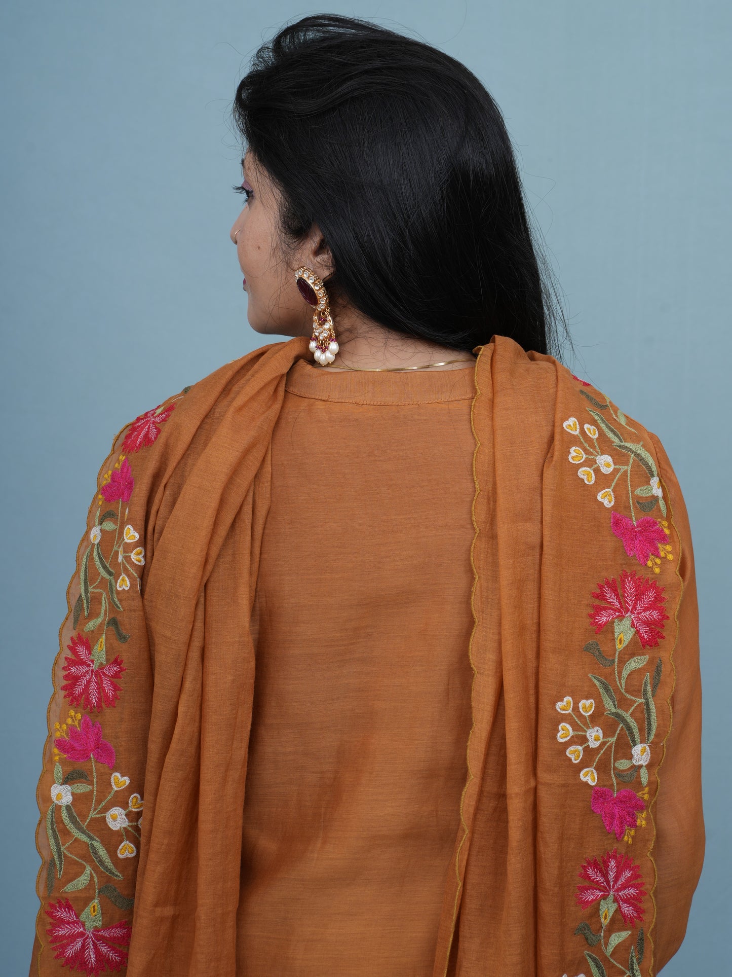 Mustard Yellow Aura Embroidered Ethnic Wear