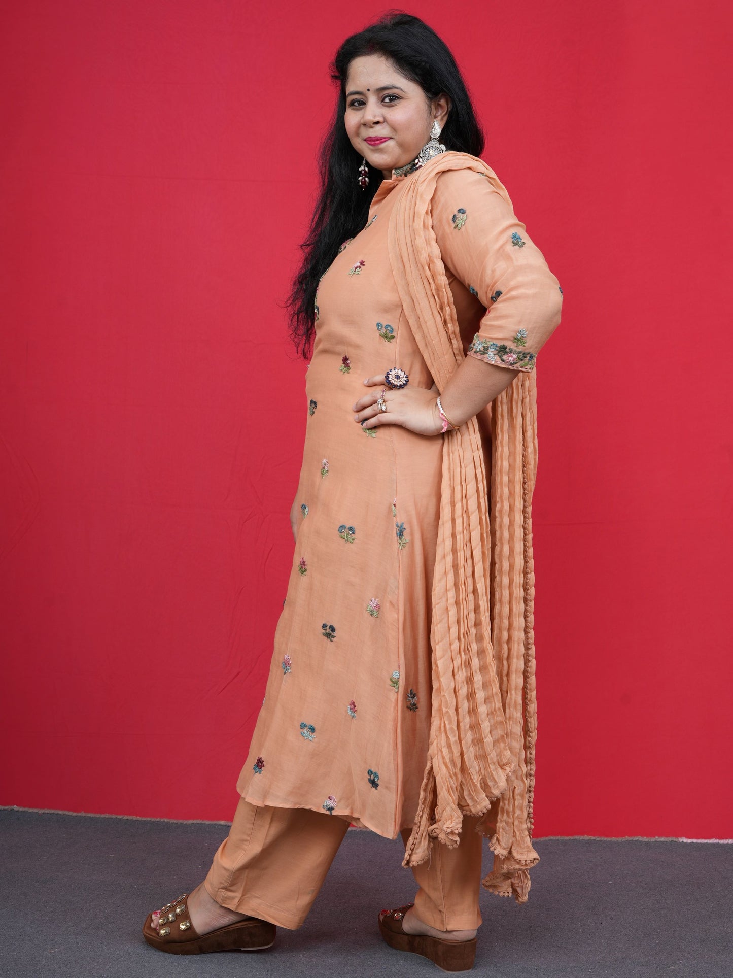 Meher Buti Orange Embroidered Kurta Set