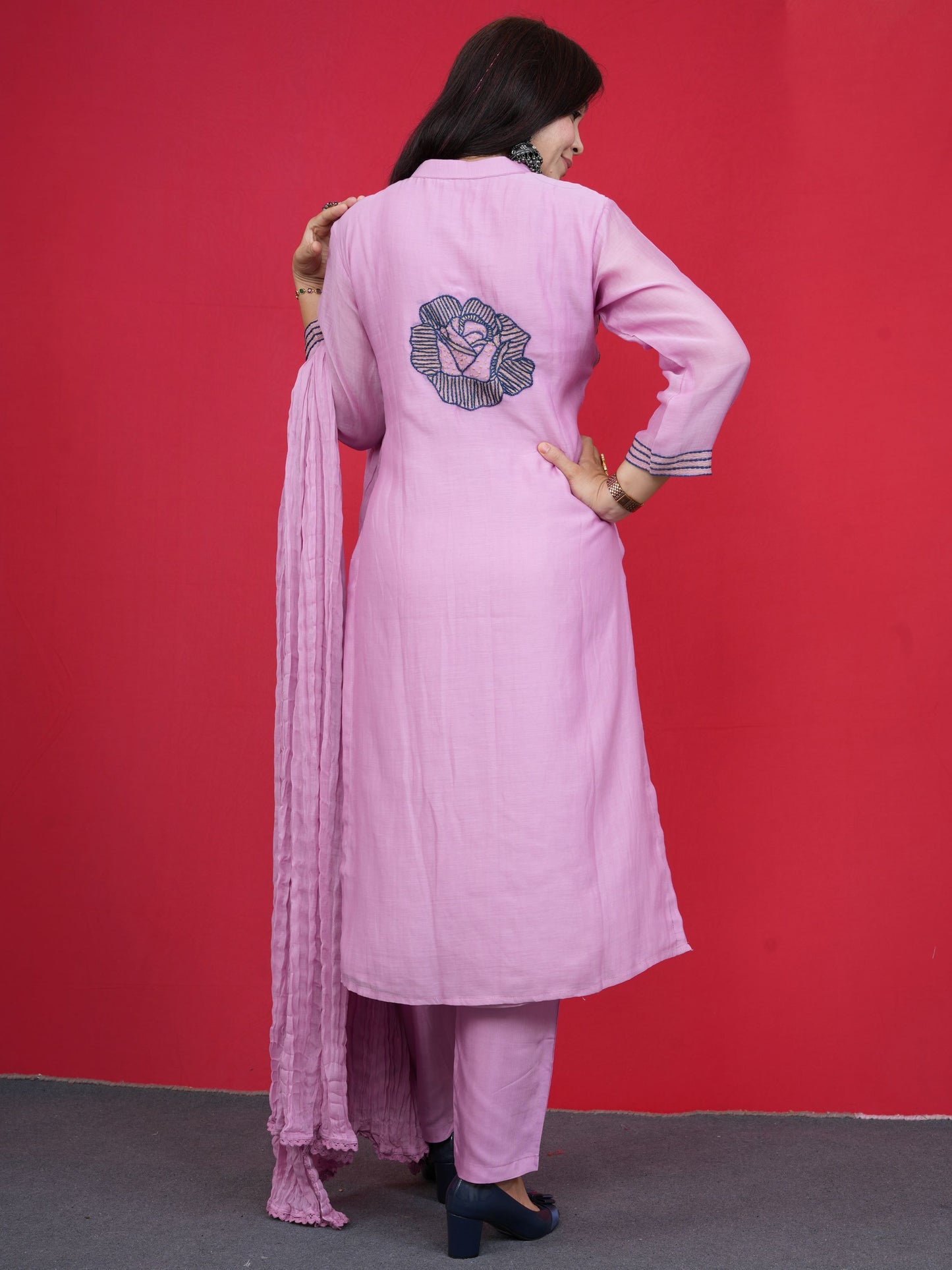 Rosa Pastel Rose Embroidered Suit Set