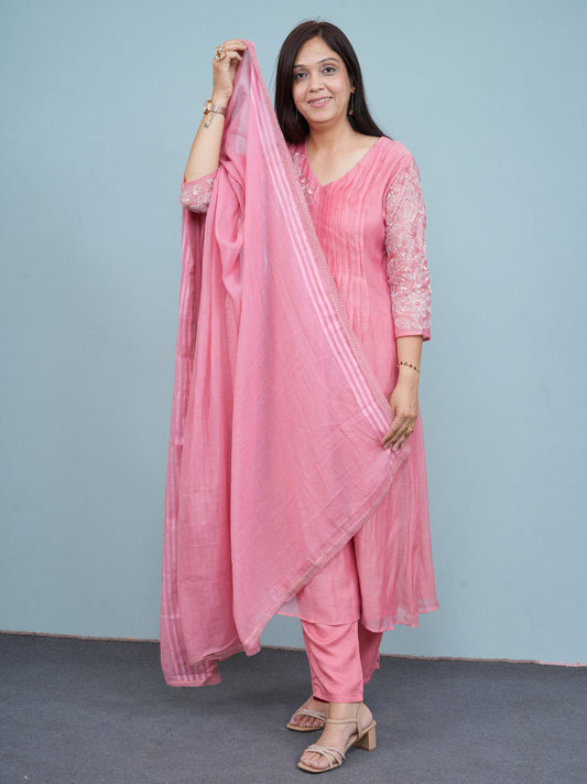 Blush Bloom Embroidered Kurta Set