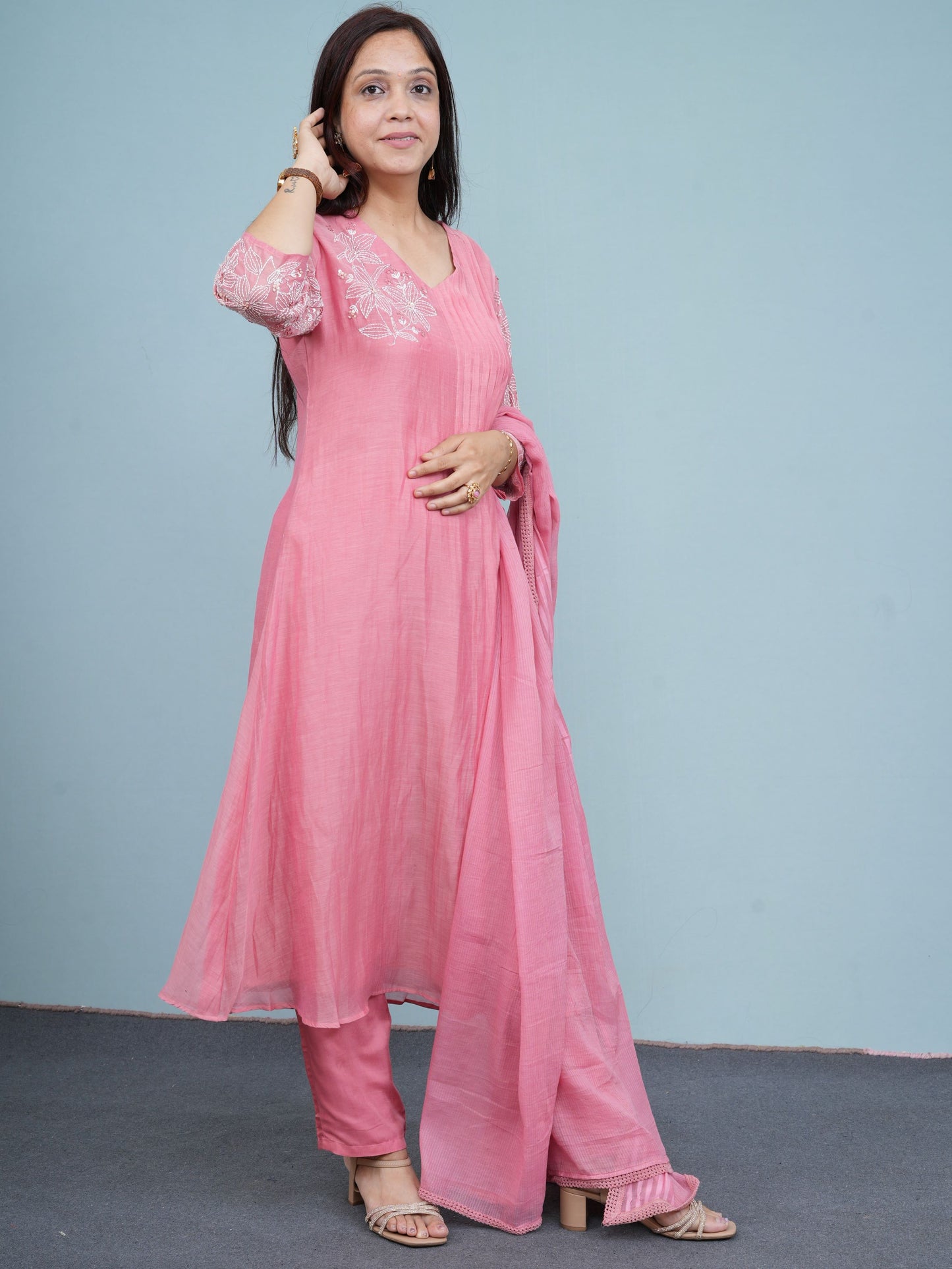 Blush Bloom Embroidered Kurta Set