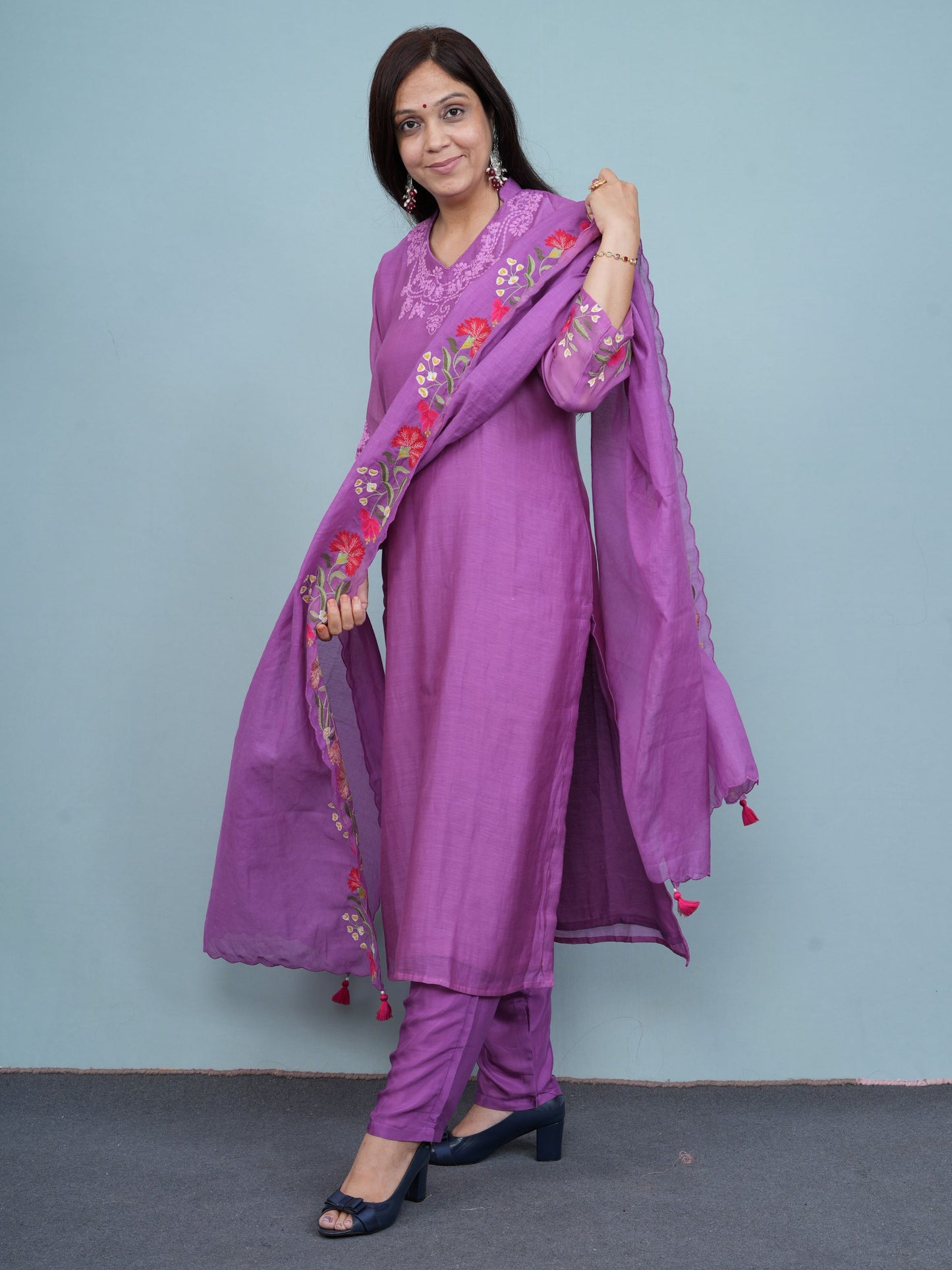 Purple Aura Embroidered Ethnic Wear