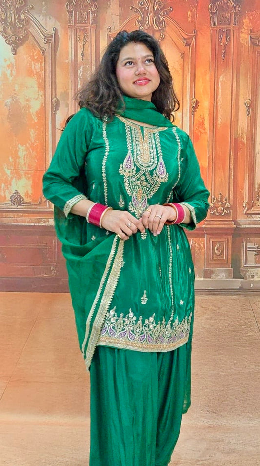 Emerald Royal Embroidered Patiala Set