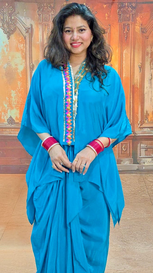Azure Grace Draped Kurta Set