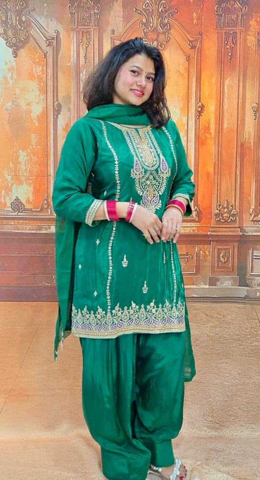 Emerald Royal Embroidered Patiala Set