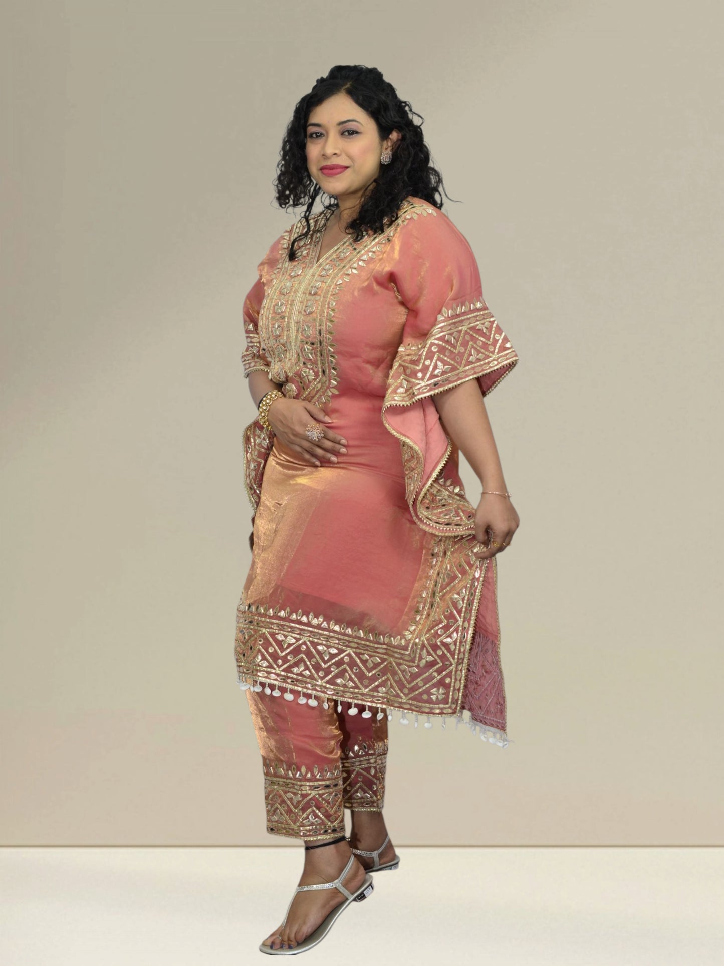 Gulzar Gota Work Kaftan Set