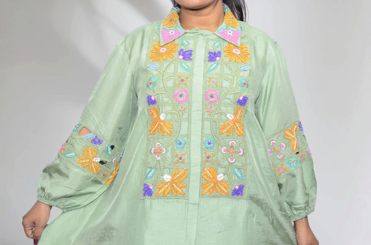 Nayra Mint Green Beaded Embroidered Co-ord Set