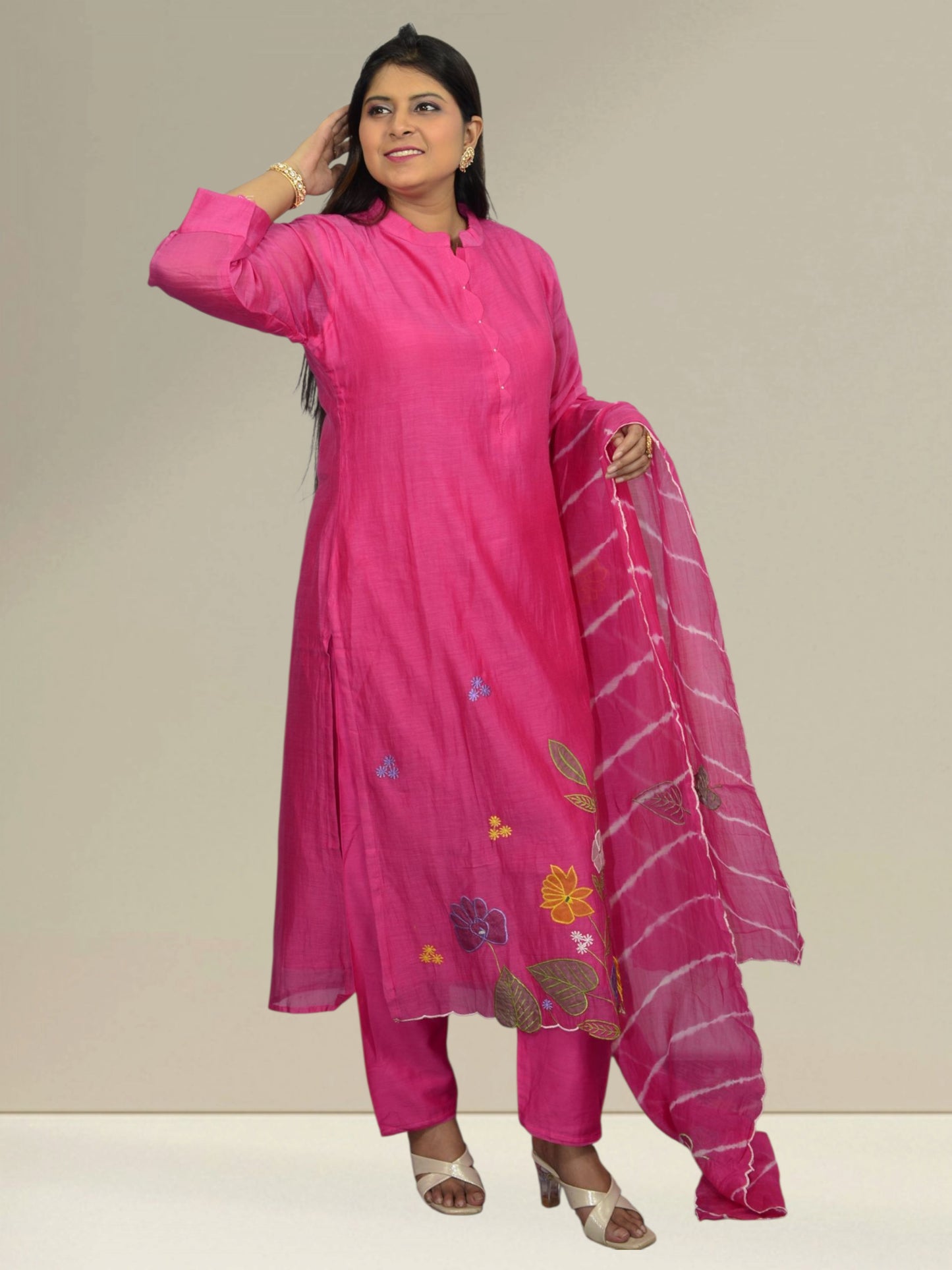 Gulaabo Hand-Embroidered Magenta Set