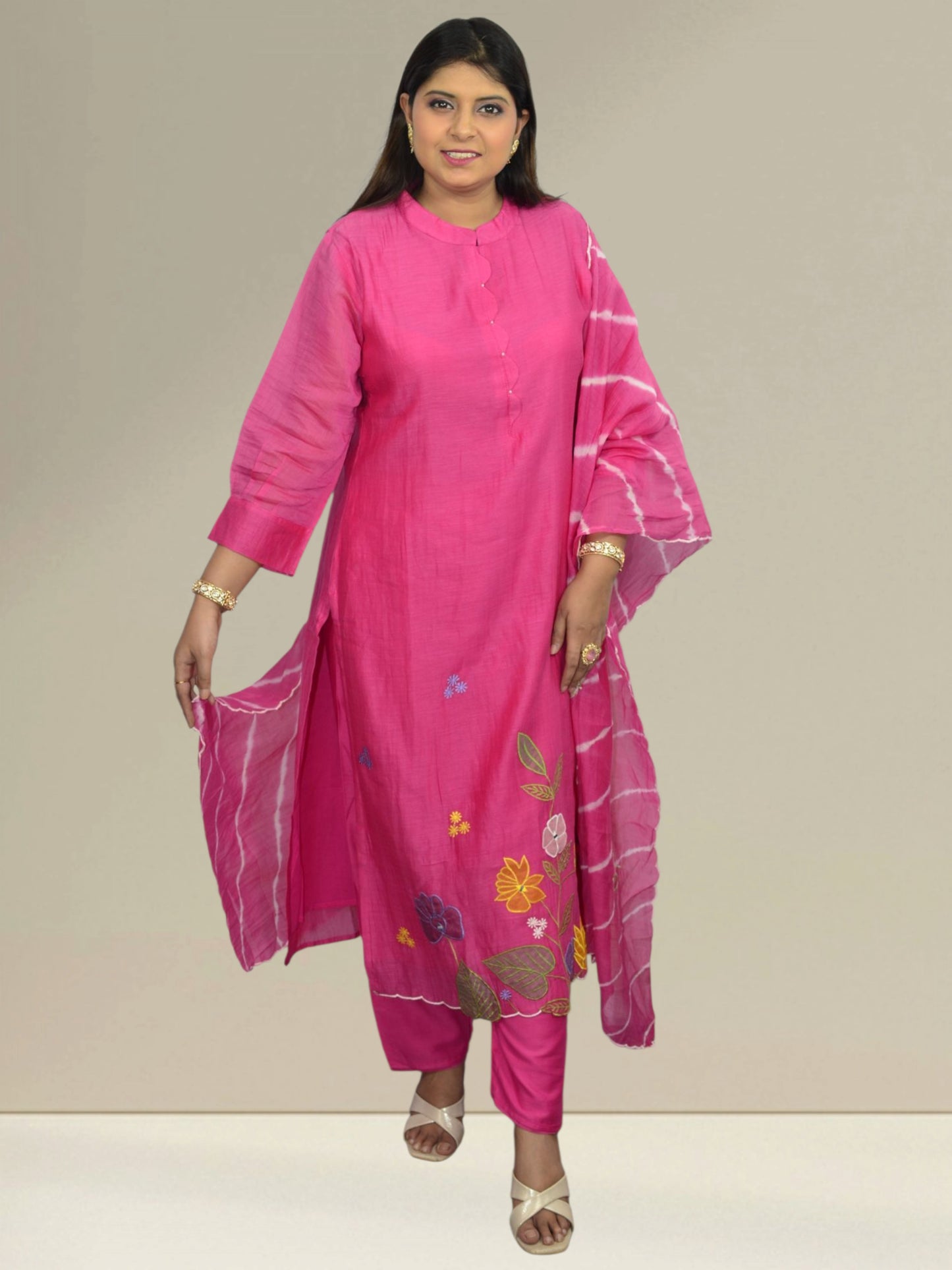 Gulaabo Hand-Embroidered Magenta Set