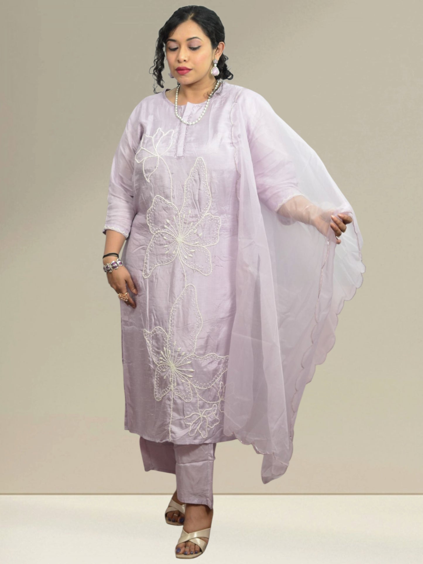 Lilac Whisper Embroidered Kurta Set