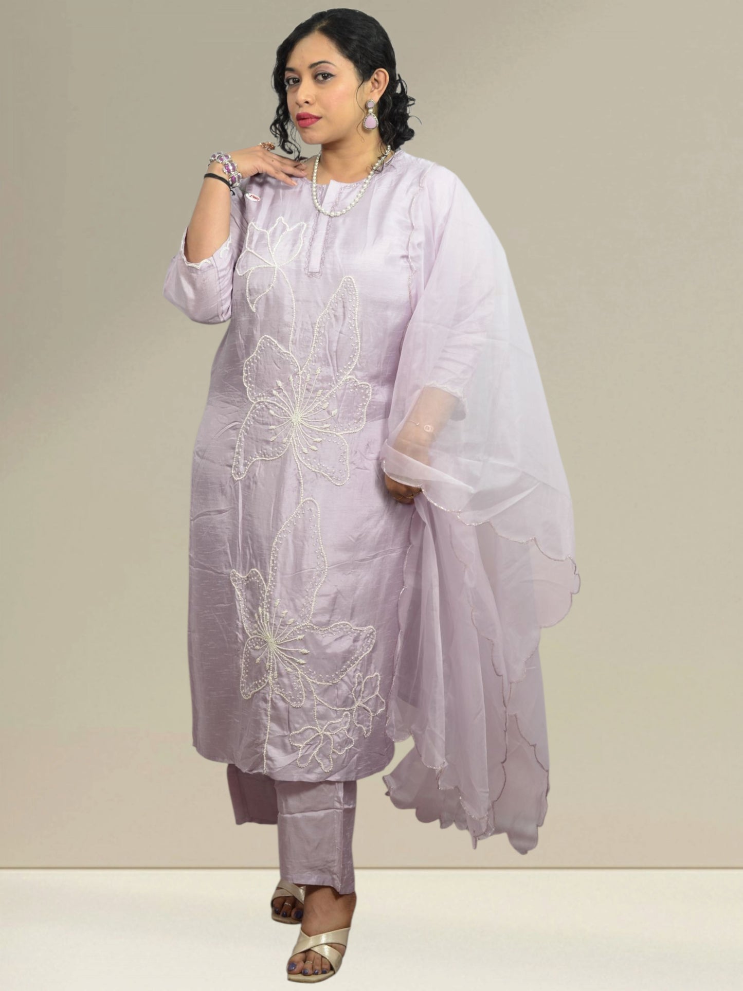 Lilac Whisper Embroidered Kurta Set