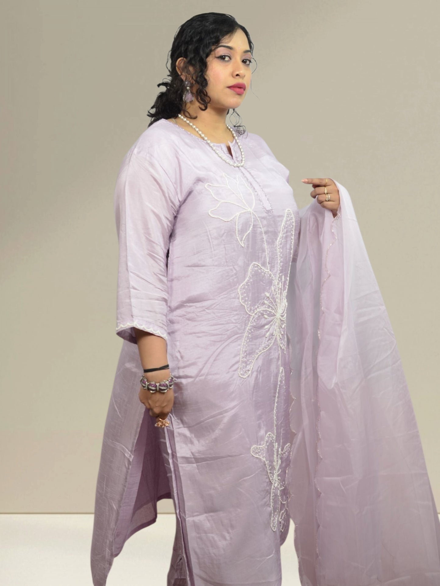 Lilac Whisper Embroidered Kurta Set