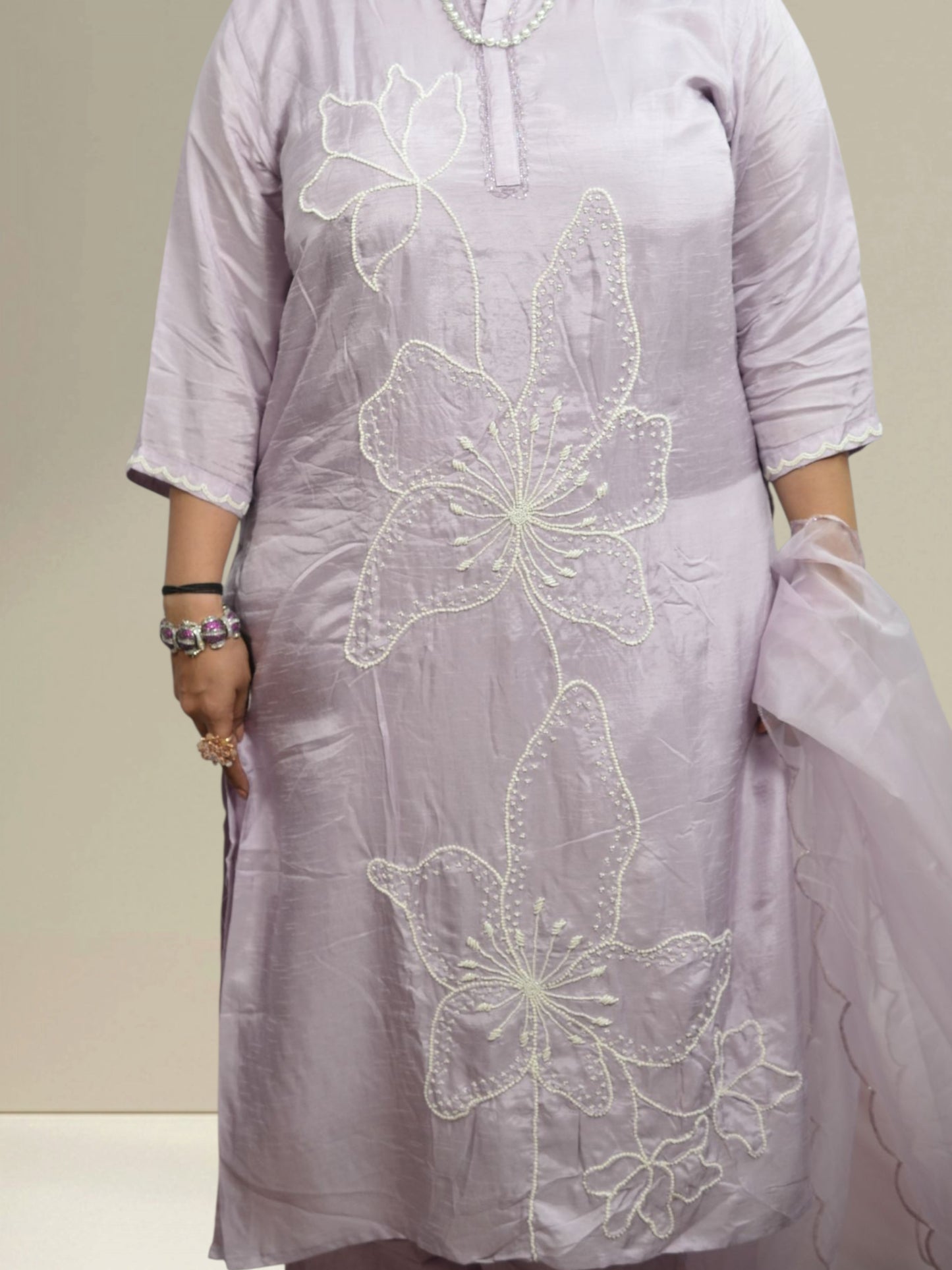 Lilac Whisper Embroidered Kurta Set