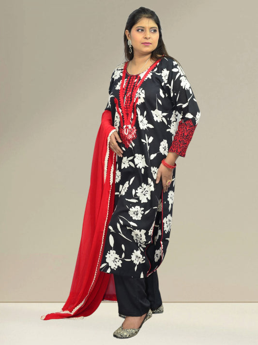 Rangriti Black & Red Ethnic Kurta Set