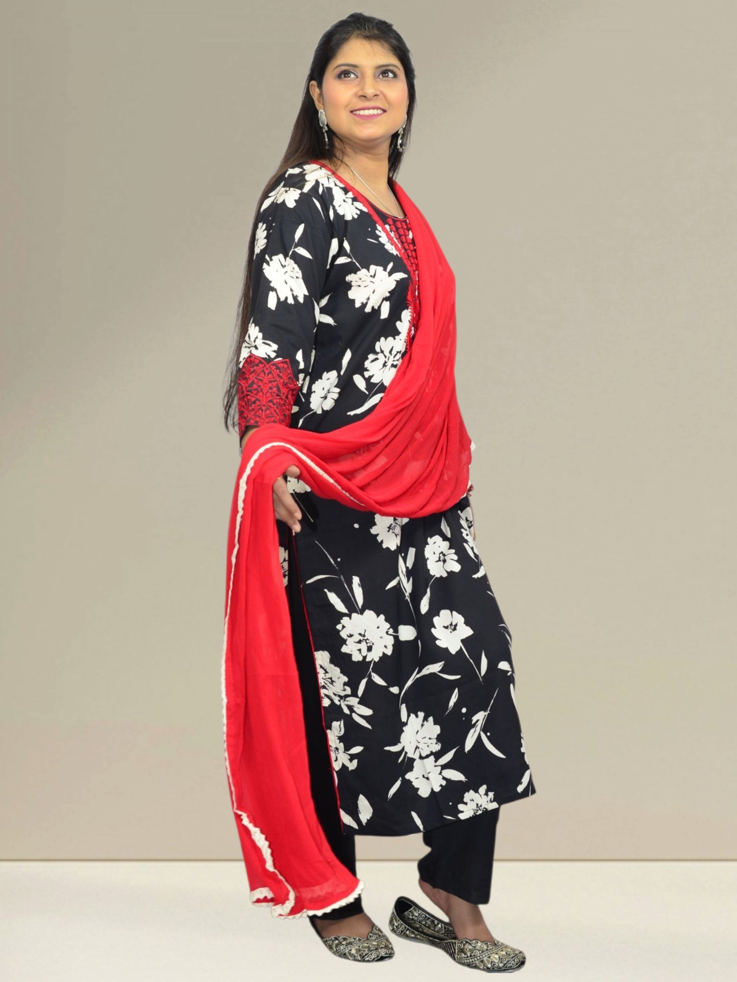 Rangriti Black & Red Ethnic Kurta Set