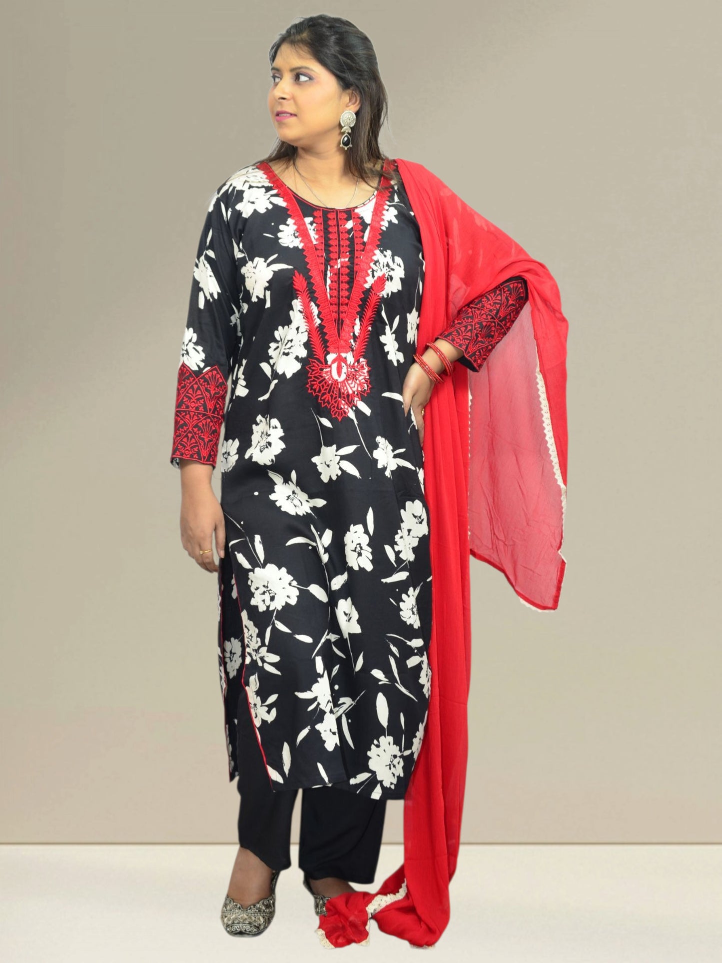 Rangriti Black & Red Ethnic Kurta Set