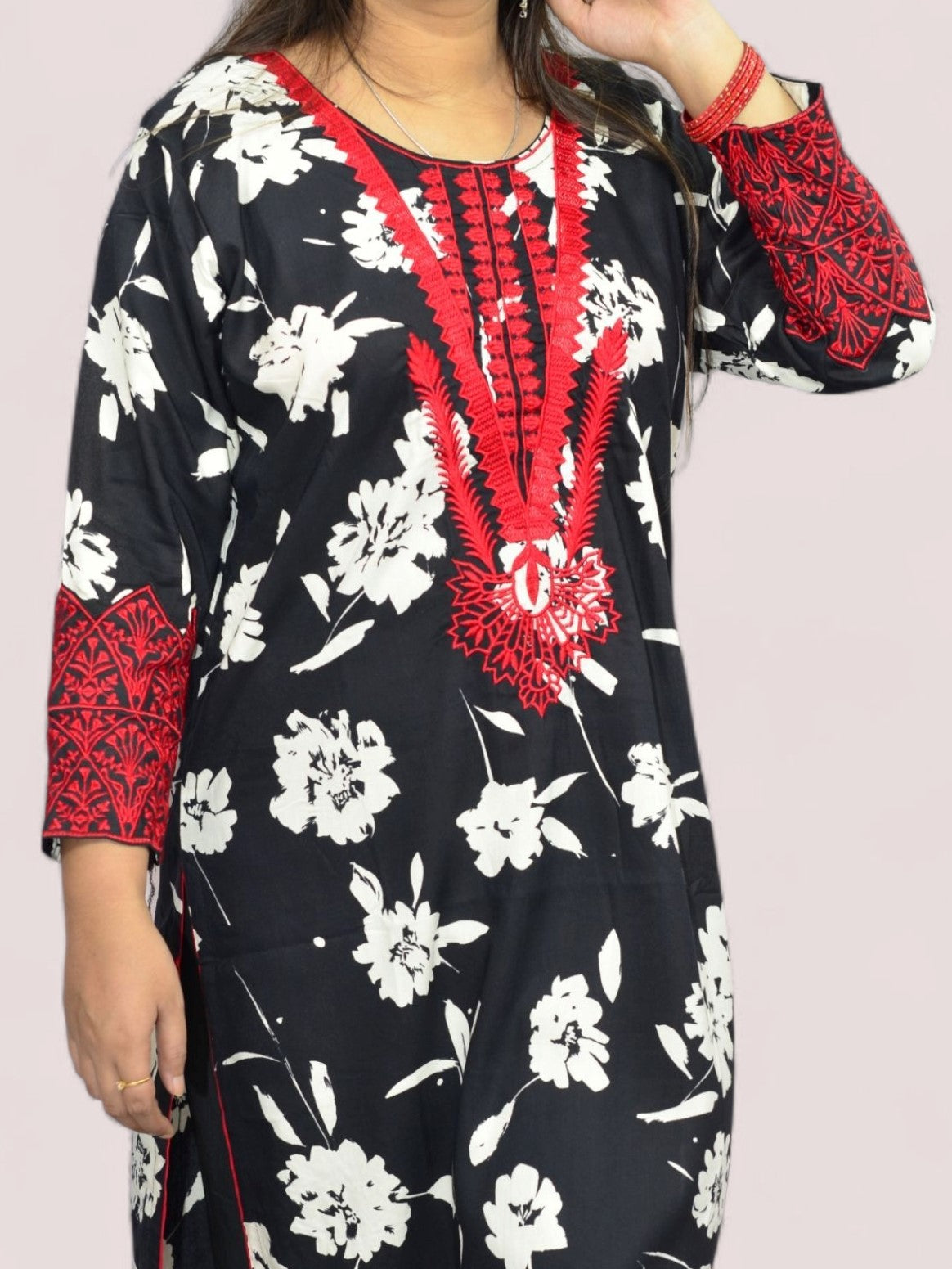 Rangriti Black & Red Ethnic Kurta Set