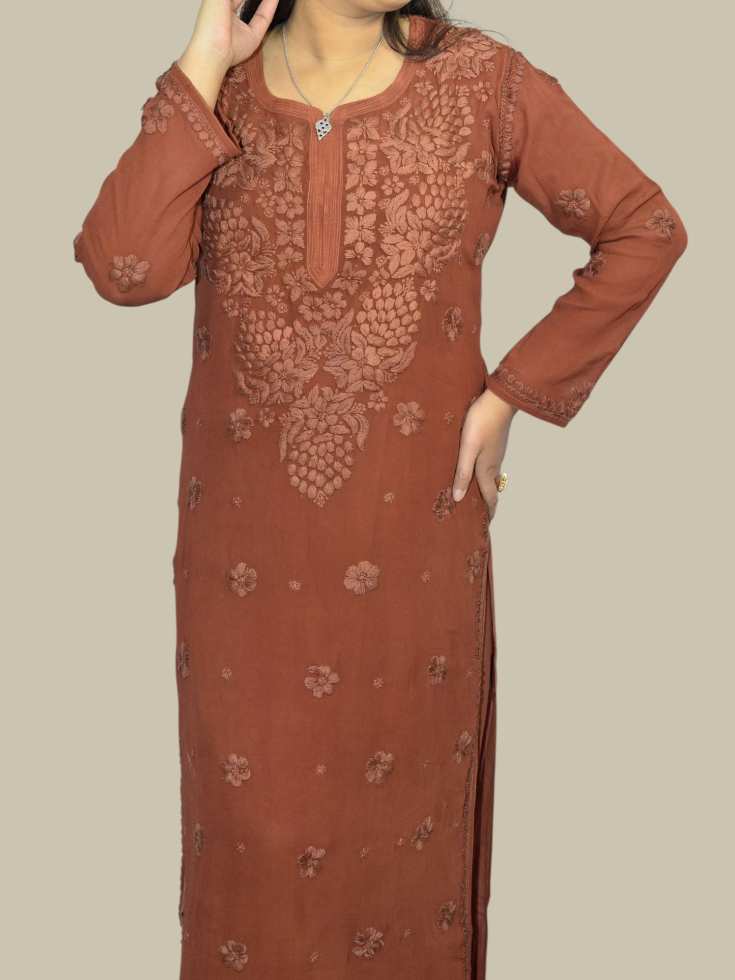 Zehra Rust Chikankari Suit