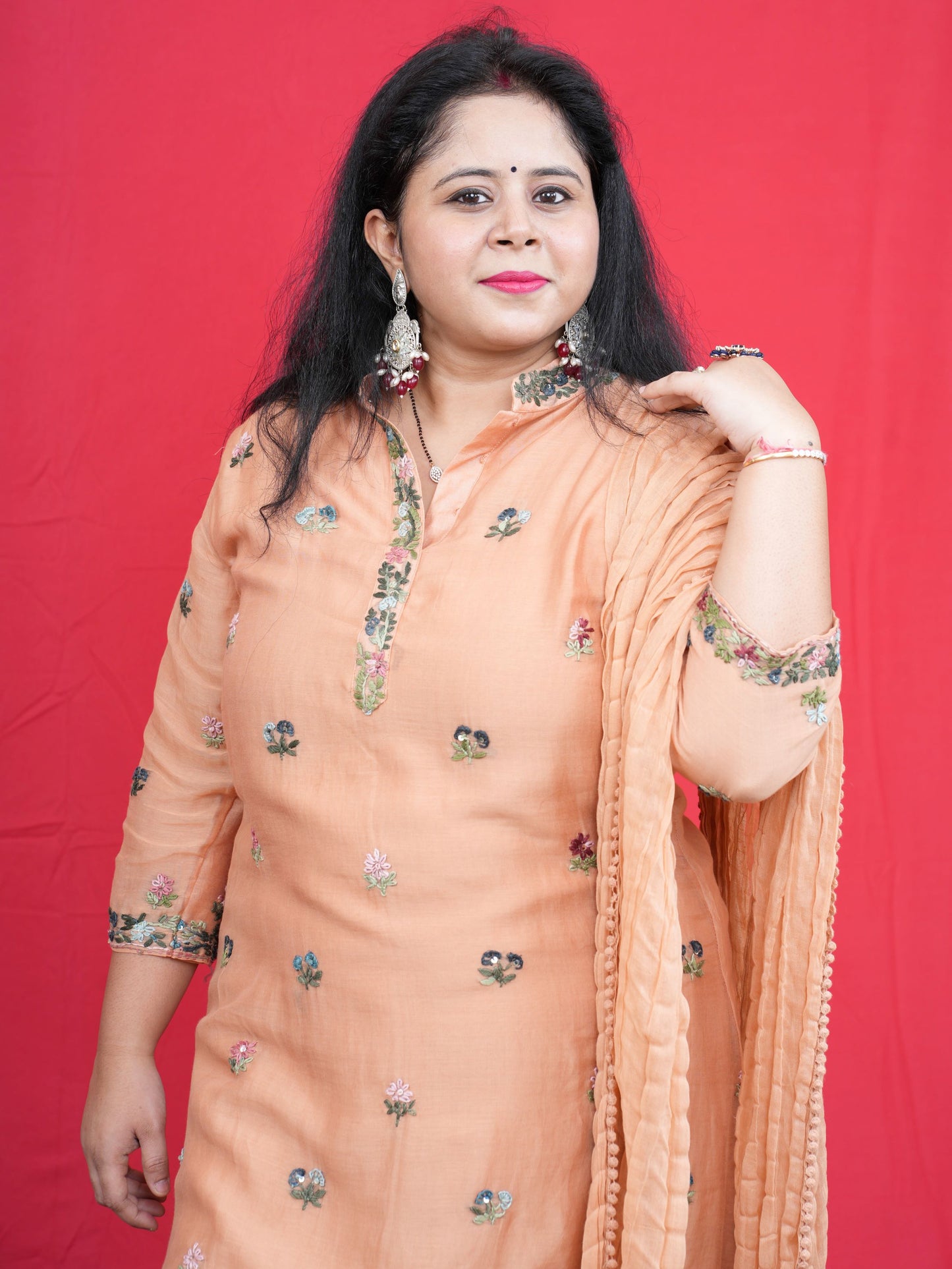 Meher Buti Orange Embroidered Kurta Set