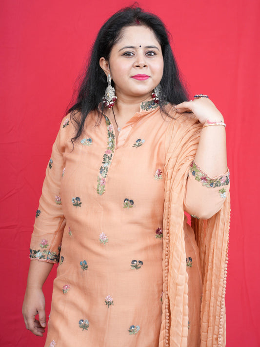 Meher Buti Orange Embroidered Kurta Set