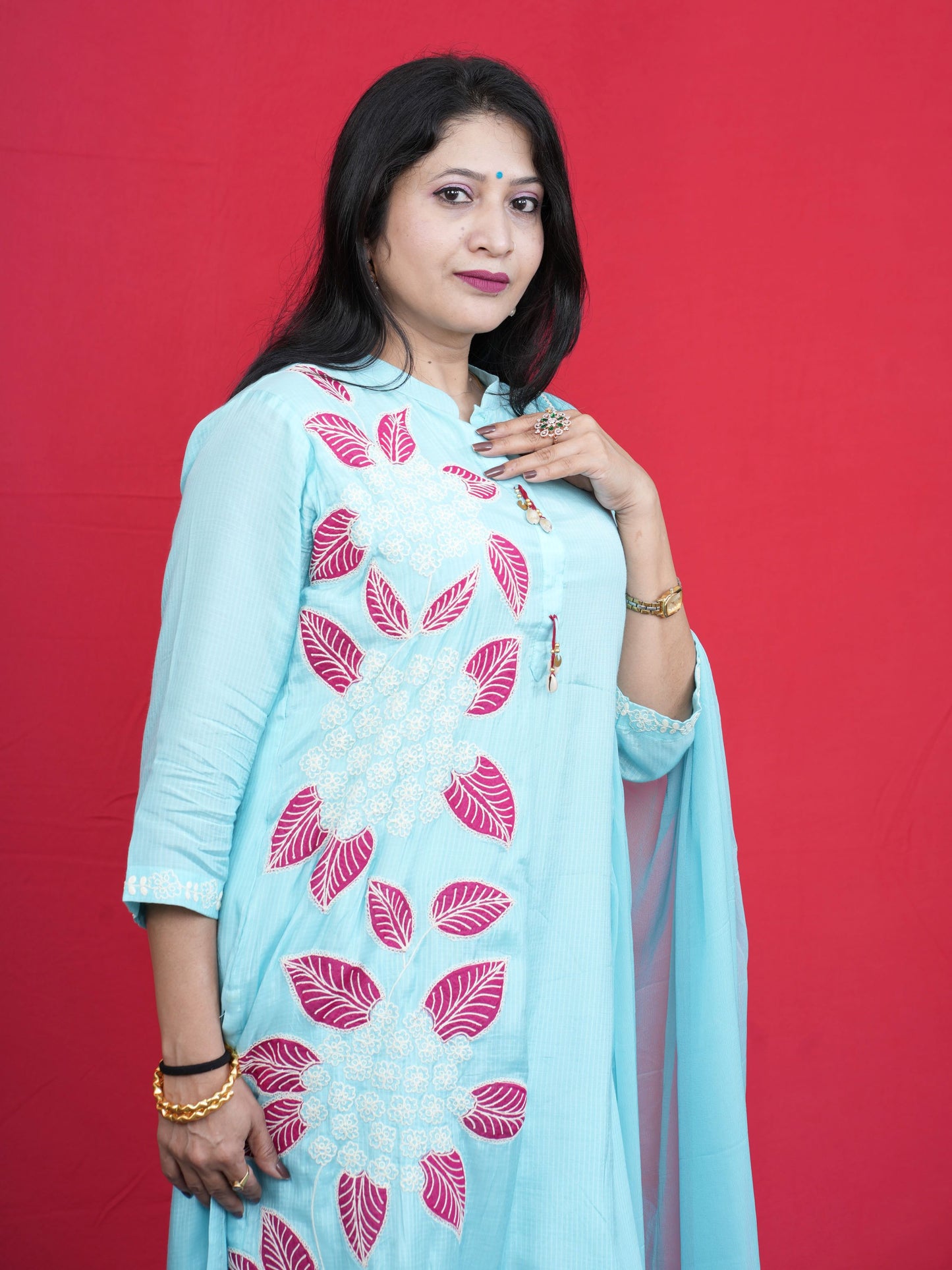 Saanjh Floré Blue Kurta Set