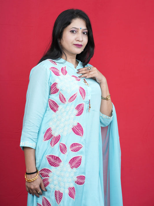 Saanjh Floré Blue Kurta Set