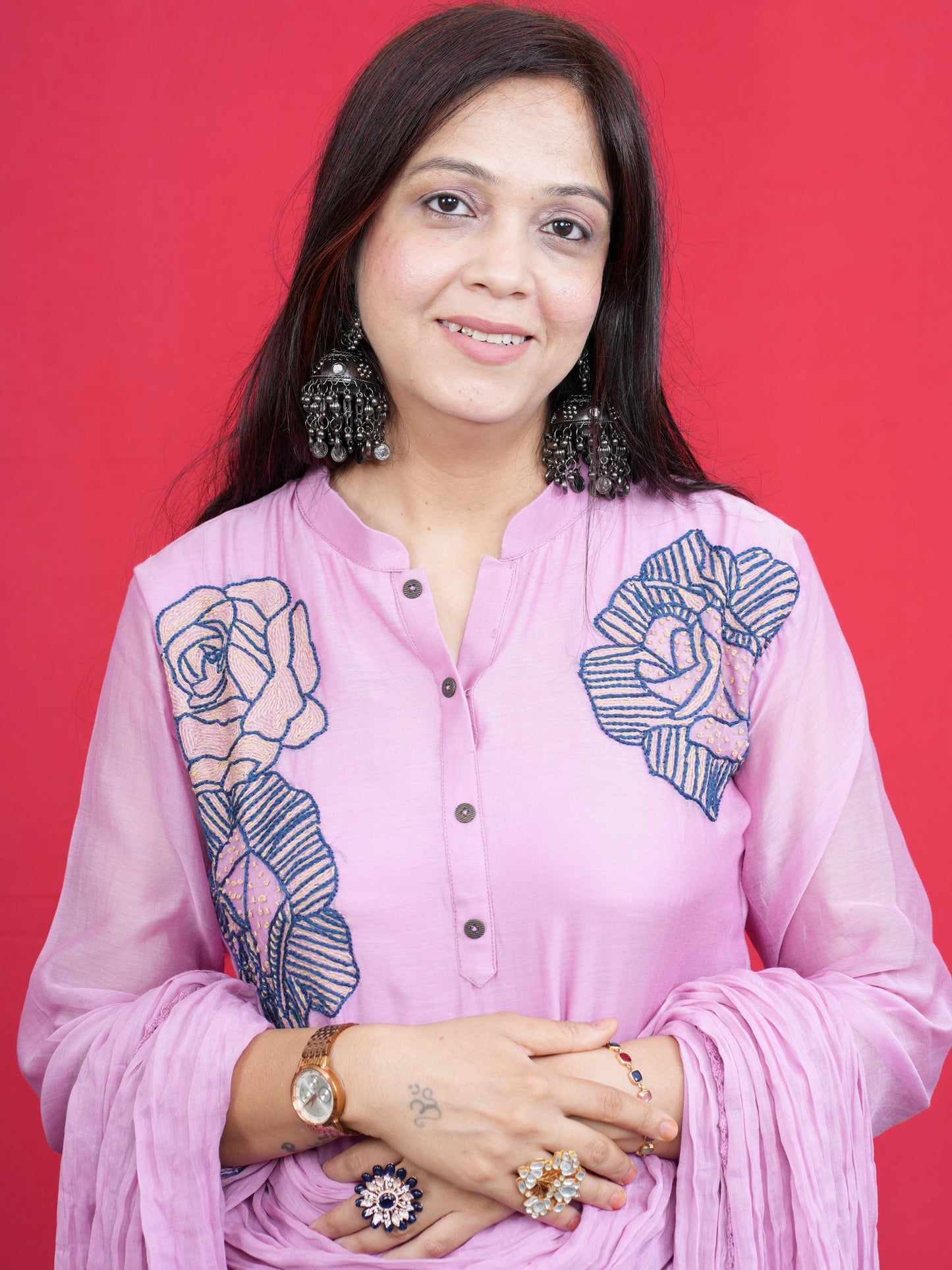 Rosa Pastel Rose Embroidered Suit Set