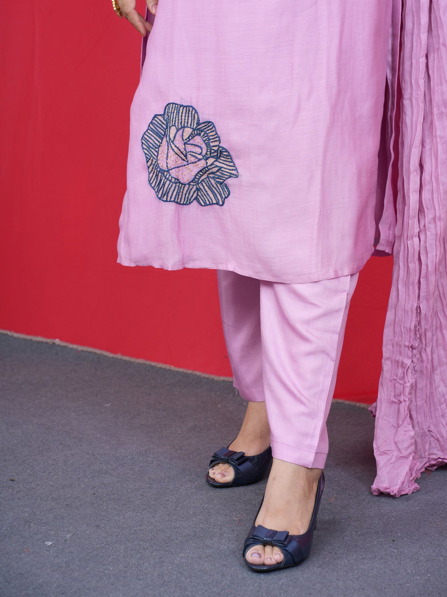 Rosa Pastel Rose Embroidered Suit Set