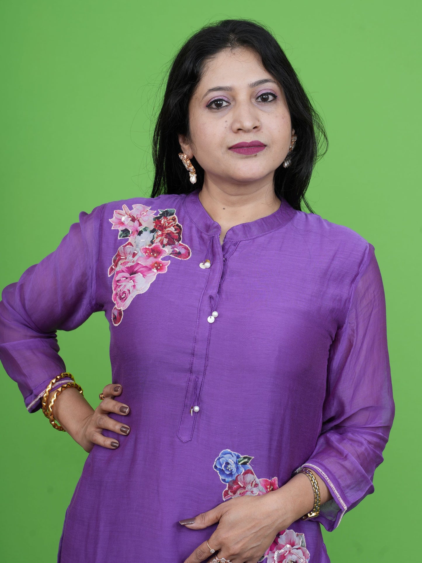 Gulnaar Violet Floral Set