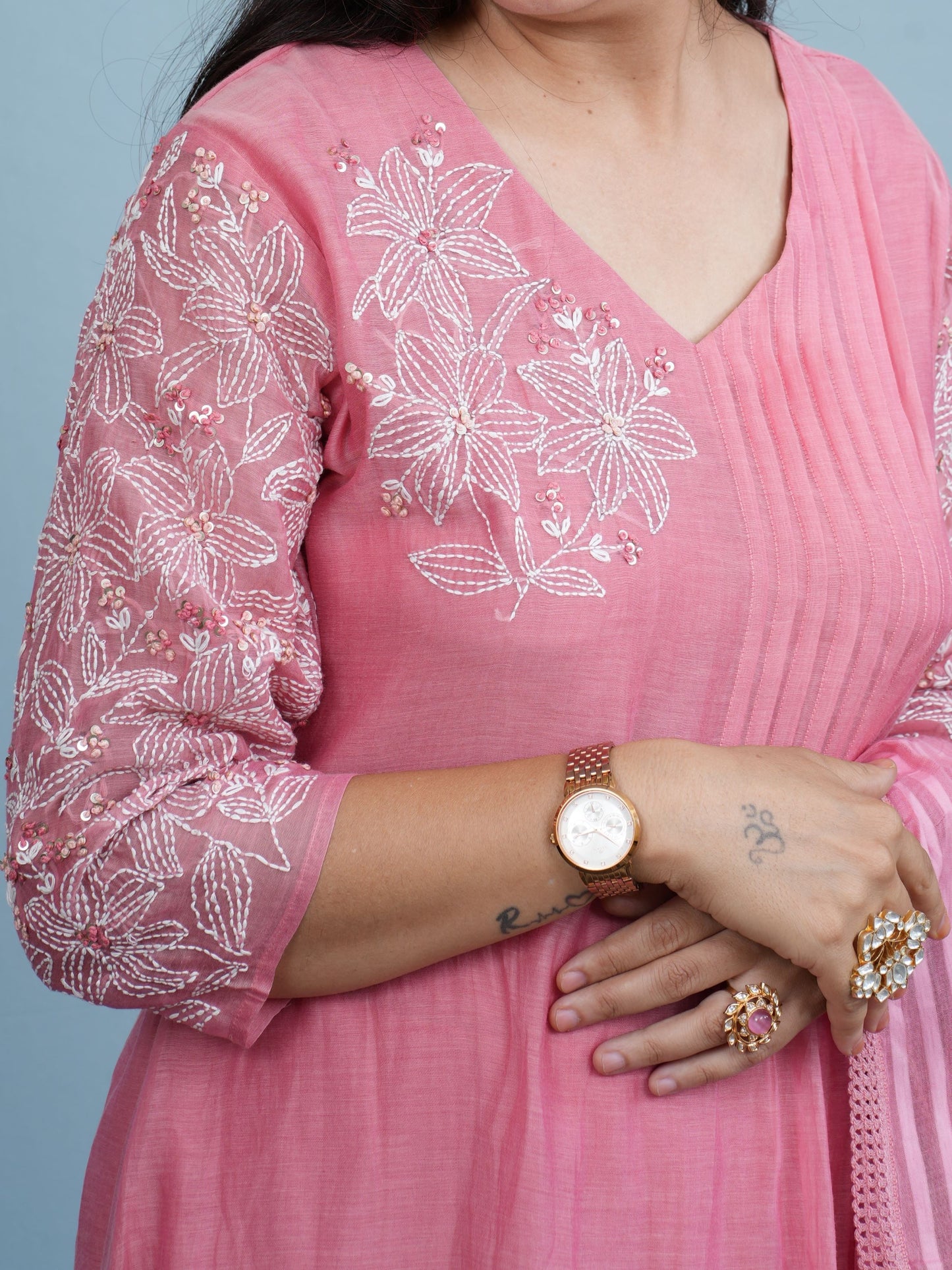 Blush Bloom Embroidered Kurta Set