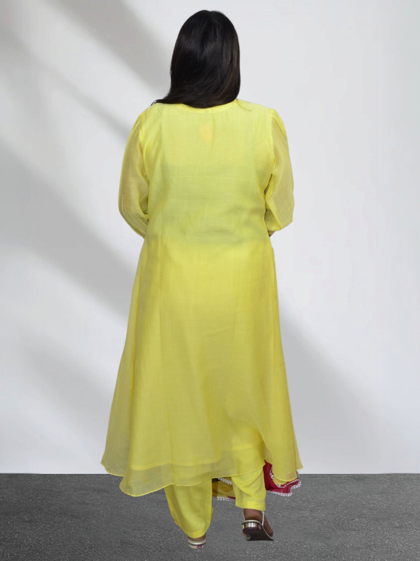 Yellow  Mul Chanderi Butterfly Suit