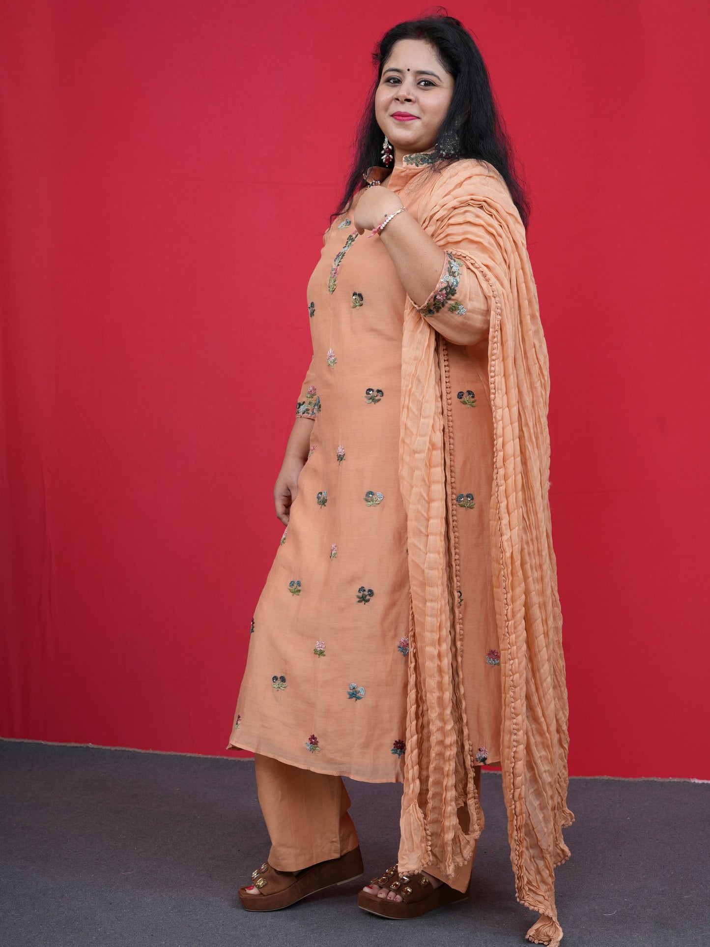 Meher Buti Orange Embroidered Kurta Set