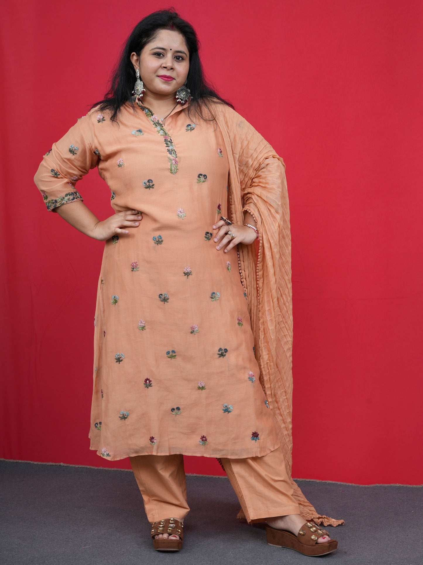 Meher Buti Orange Embroidered Kurta Set