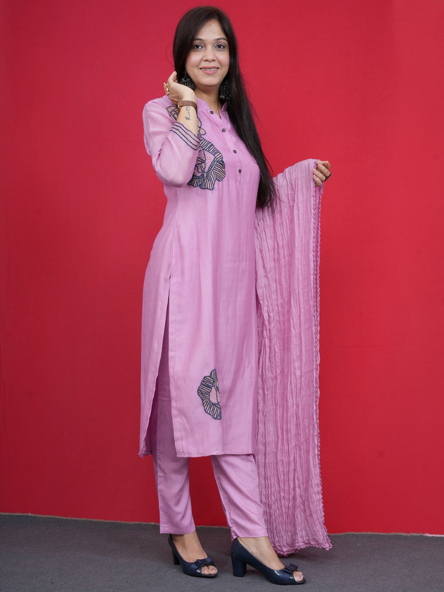 Rosa Pastel Rose Embroidered Suit Set