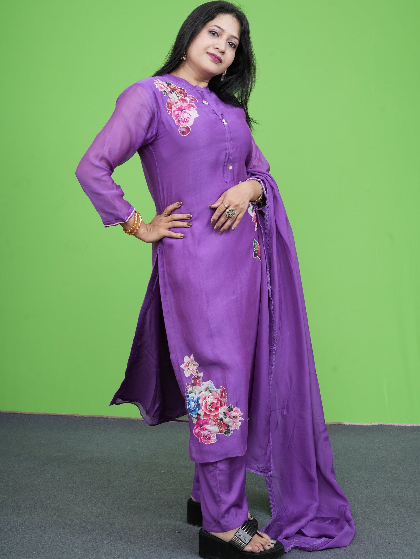 Gulnaar Violet Floral Set