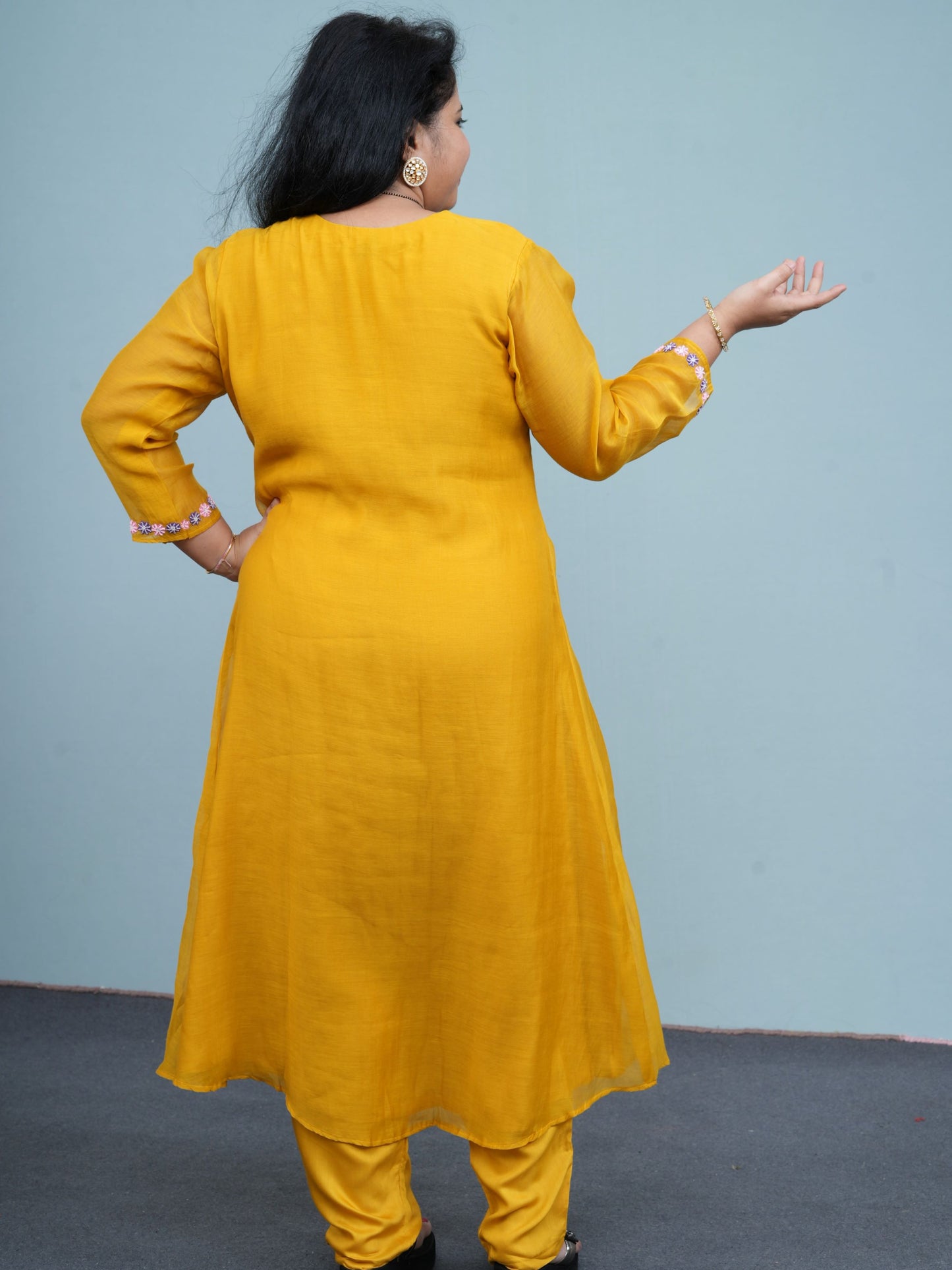 Golden Marigold Embroidered Kurta Set