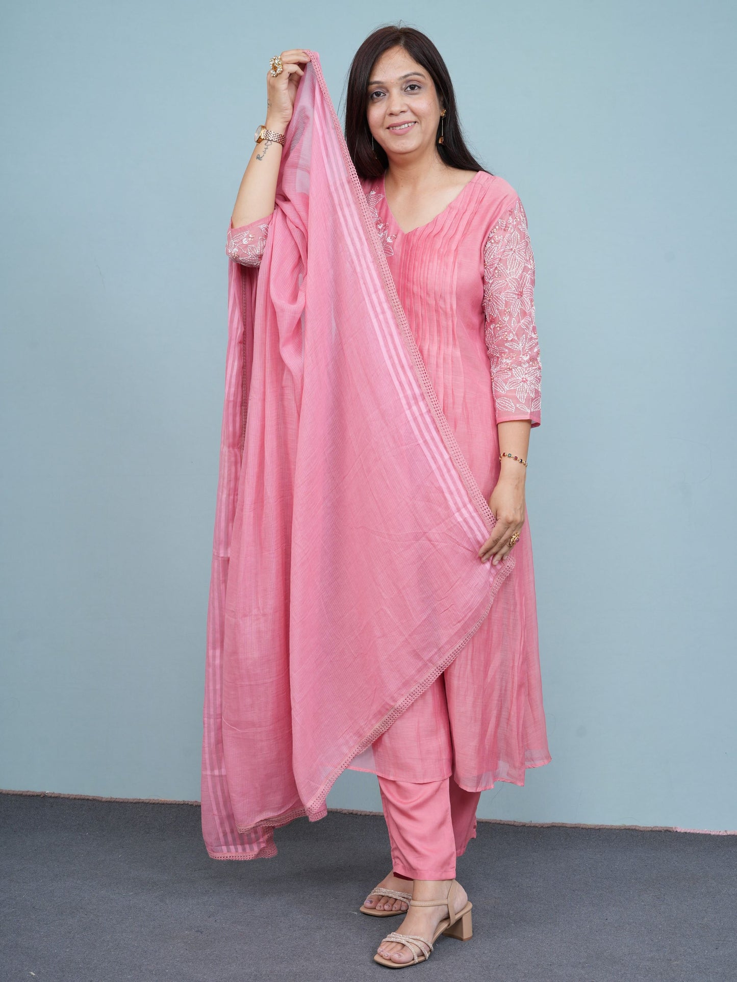 Blush Bloom Embroidered Kurta Set