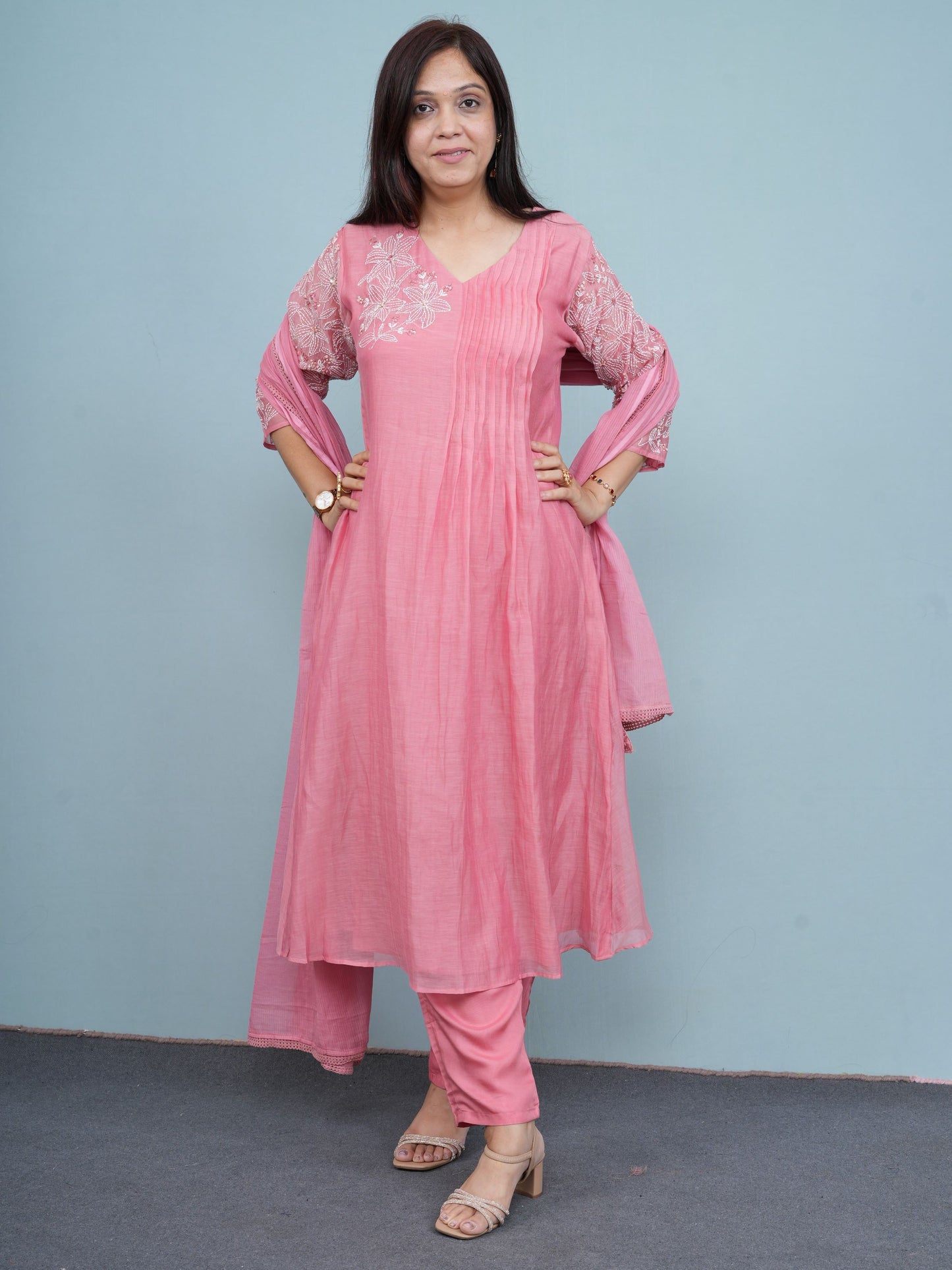 Blush Bloom Embroidered Kurta Set