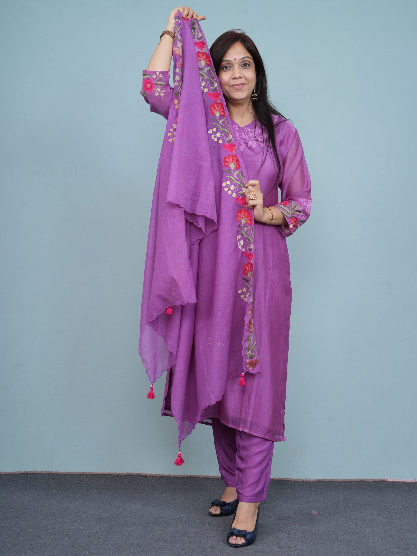 Purple Aura Embroidered Ethnic Wear