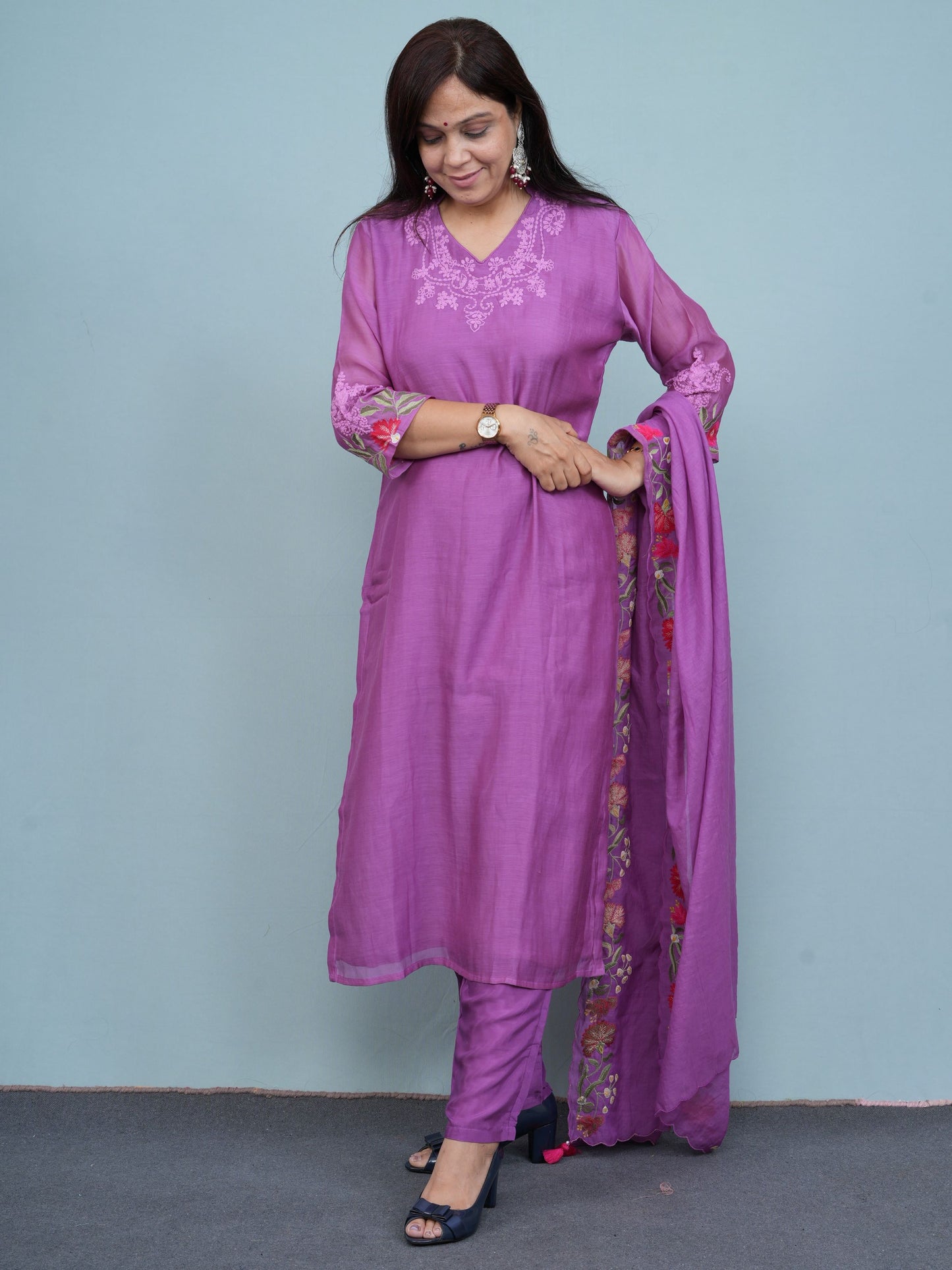 Purple Aura Embroidered Ethnic Wear