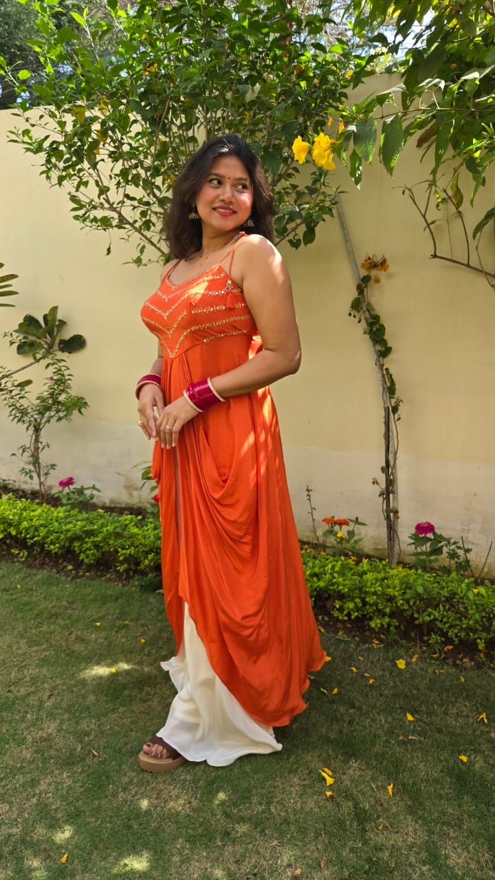 Orange Slit Top and Bottom